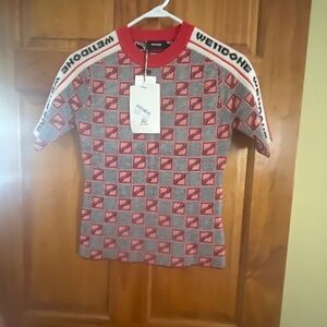 WE11DONE do it all over logic Red 3/4 sleeve